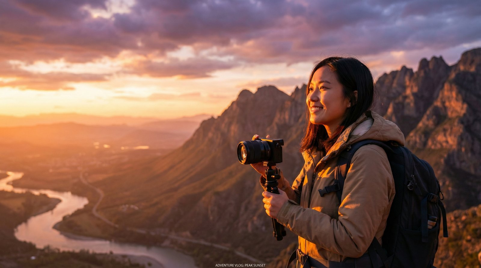蘑菇视频山巅日落旅行视频